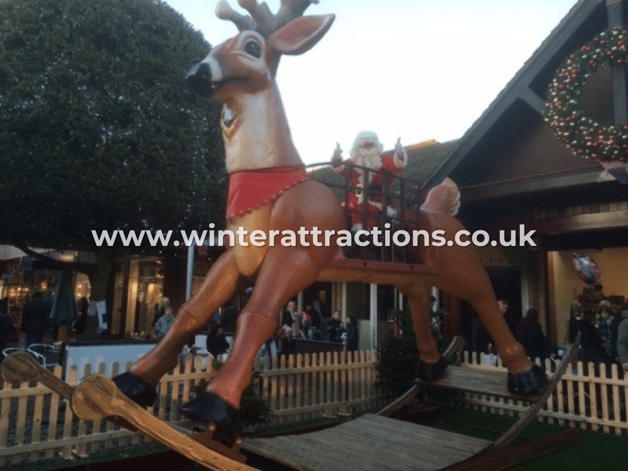 Giant Rocking Reindeer Santa