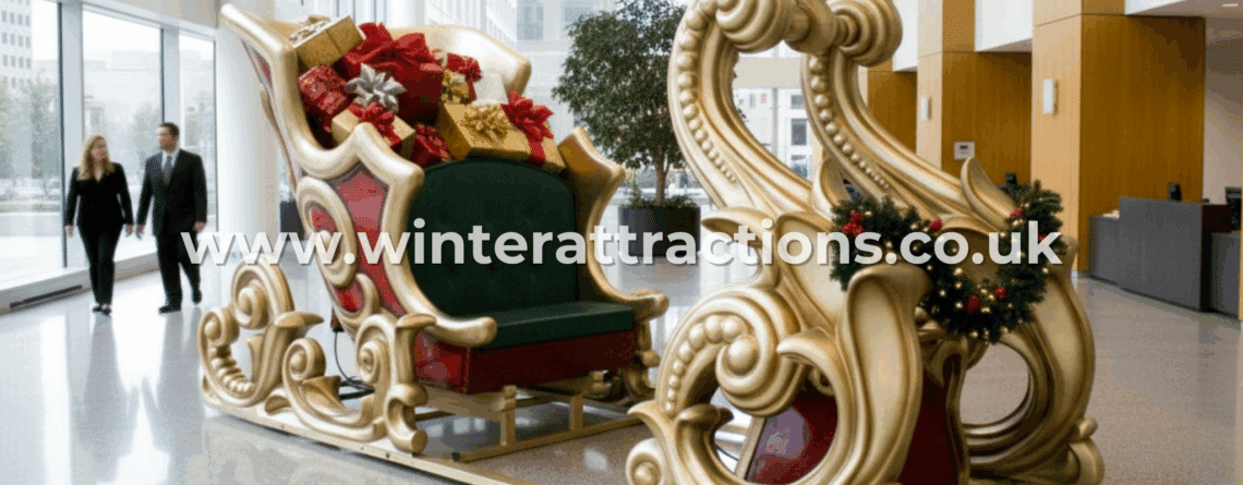 Giant Santa Sleigh Corporate Lobby