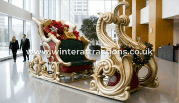 Giant Santa Sleigh Corporate Lobby