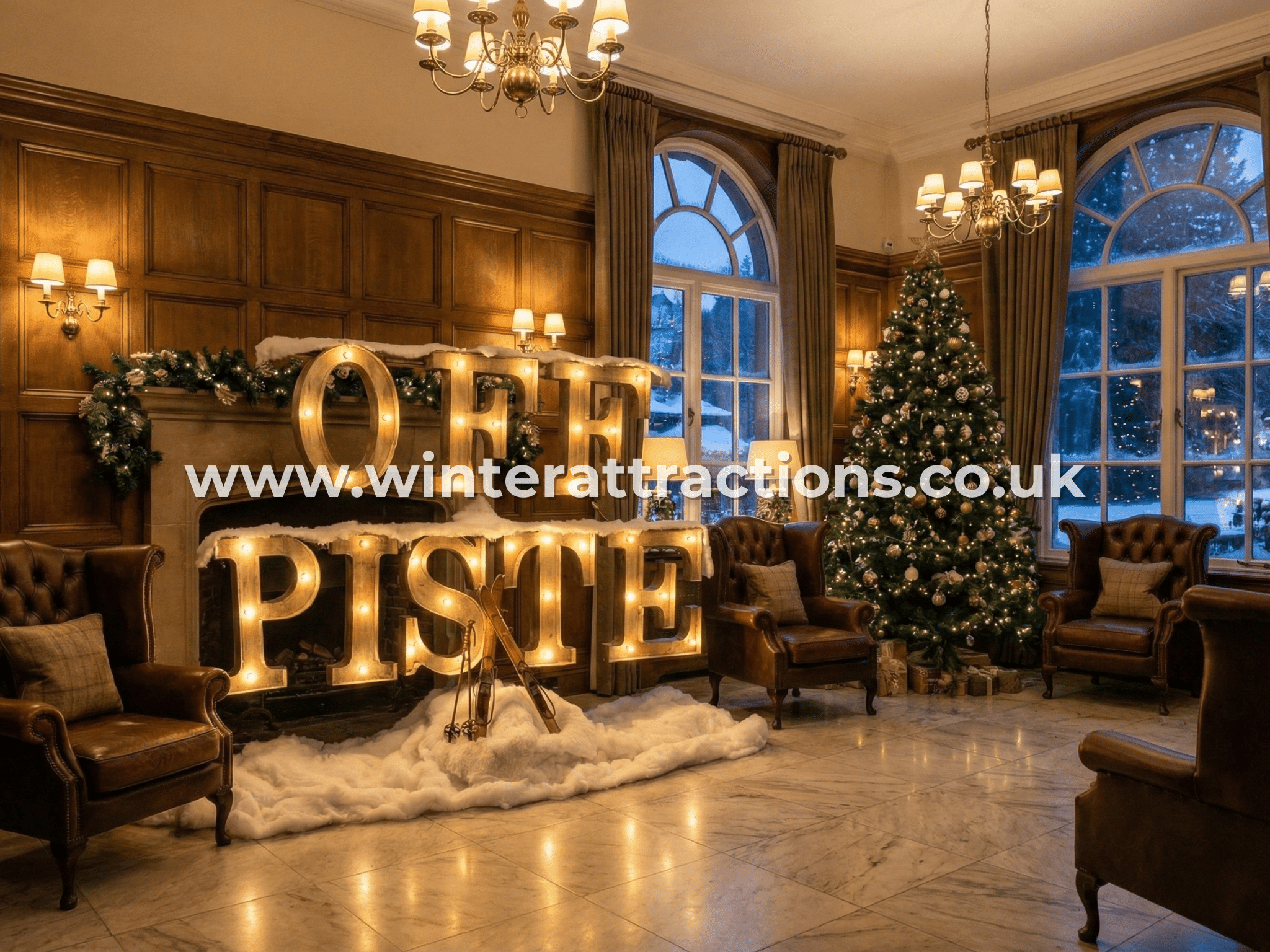 Off Piste LED Signpost Display Prop Hire Hotel Lobby