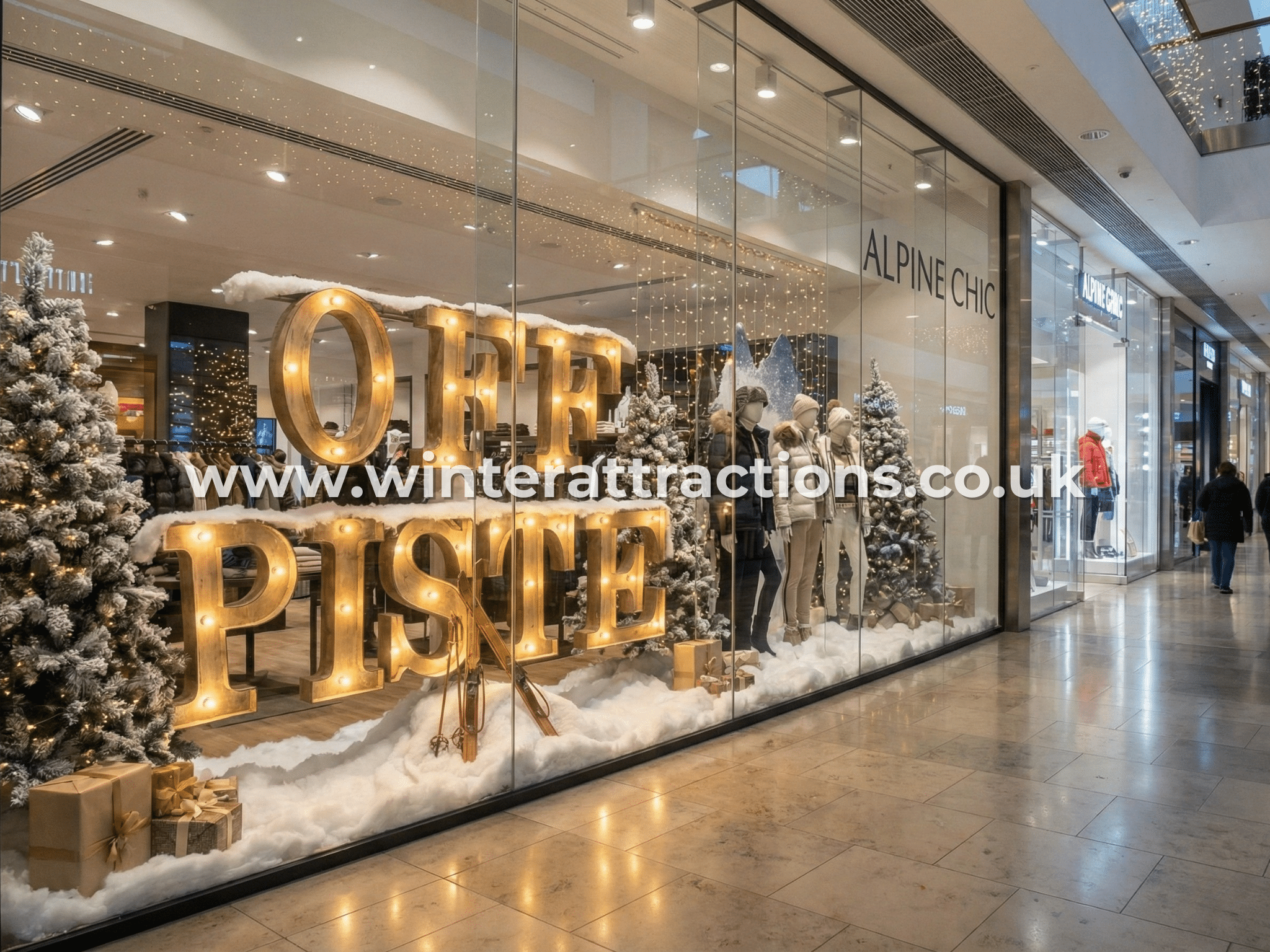 Off Piste LED Signpost Display Prop Hire Store Window Display