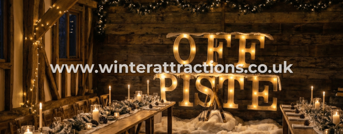 Off Piste LED Signpost Display Prop Hire Wedding Barn Evening