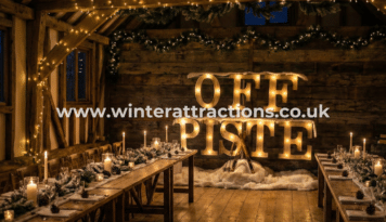 Off Piste LED Signpost Display Prop Hire Wedding Barn Evening