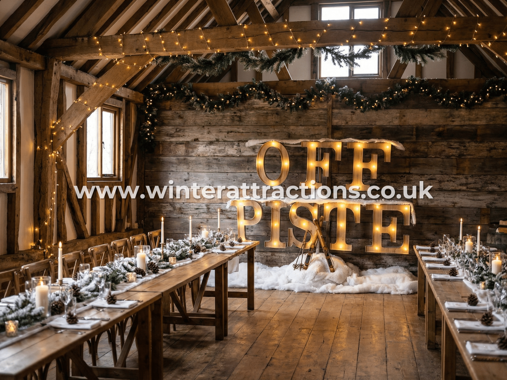 Off Piste LED Signpost Display Prop Hire Wedding Barn